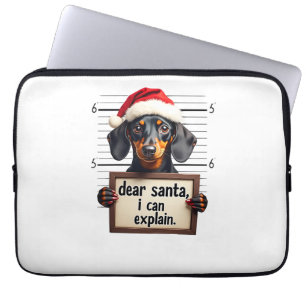 Funny Dachshund Christmas Dear Santa I Can Explain Laptop Sleeve