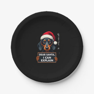 Funny Dachshund Christmas Dear Santa I Can Explain Paper Plate