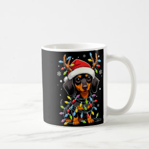 Funny Dachshund Christmas Lights Santa Hat Xmas  Coffee Mug