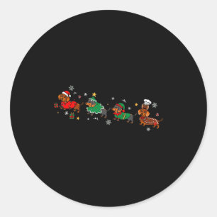 Funny Dachshund Christmas Parade Classic Round Sticker
