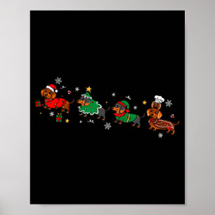 Funny Dachshund Christmas Parade  Poster