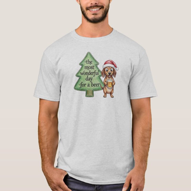 Funny Dachshund Christmas T-Shirt (Front)