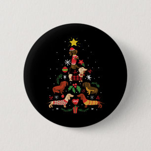 Funny Dachshund Christmas Tree 6 Cm Round Badge