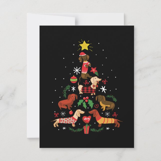 Funny Dachshund Christmas Tree Card (Front)