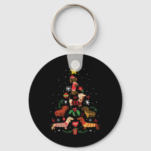 Funny Dachshund Christmas Tree Key Ring