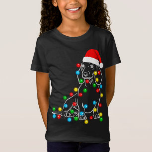 Funny Dachshund Christmas Tree Lights Led Dog Doxi T-Shirt