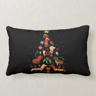 Funny Dachshund Christmas Tree Lumbar Cushion