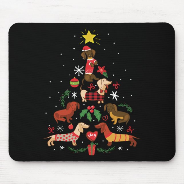 Funny Dachshund Christmas Tree Mouse Pad (Front)