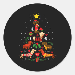 Funny Dachshund Christmas Tree Ornament Decor Gift Classic Round Sticker