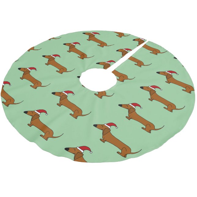 Funny Dachshund Christmas Tree Skirt (Angled)