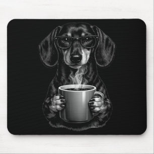 Funny dachshund coffee lover smart wiener dog with mouse pad