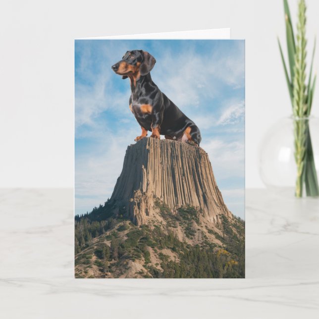 Funny Dachshund Devil's Tower Card (Front)