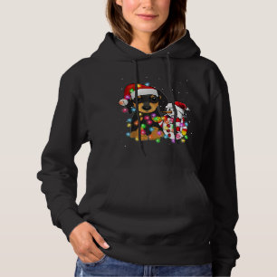Funny Dachshund Dog Christmas Snowman Xmas Lights Hoodie