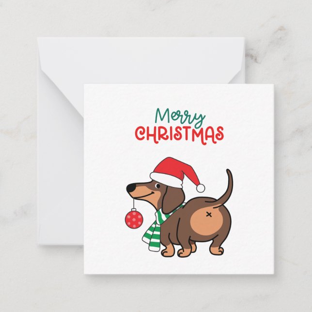 Funny Dachshund Dog Cute Merry Christmas  Card (Front)