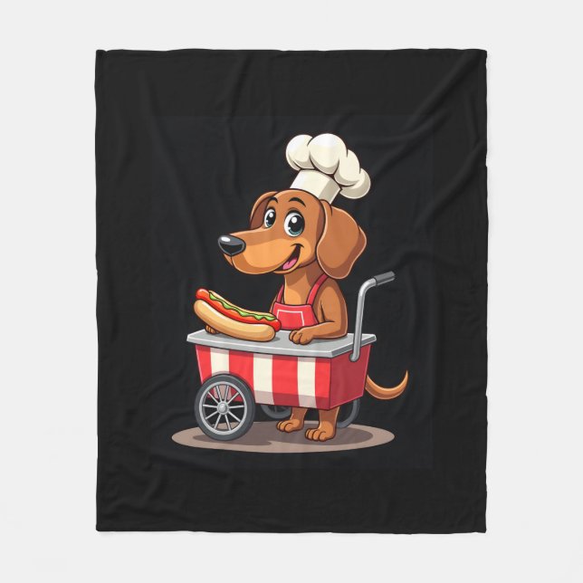 Funny Dachshund Dog Hotdog Sandwich Weenie Sausage Fleece Blanket (Front)