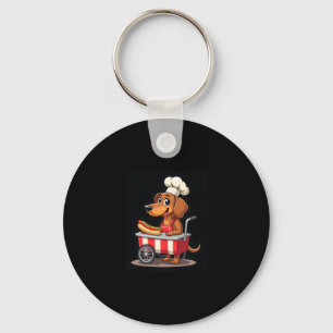 Funny Dachshund Dog Hotdog Sandwich Weenie Sausage Key Ring