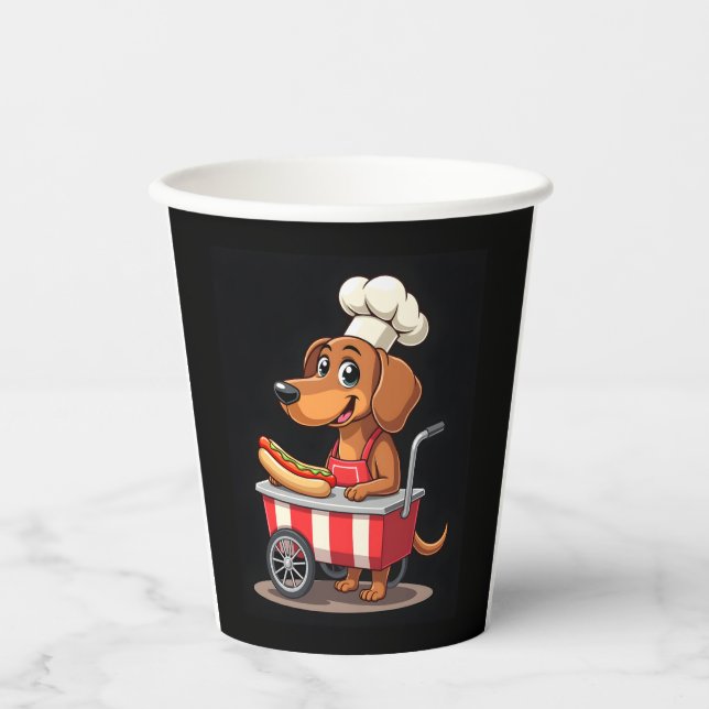 Funny Dachshund Dog Hotdog Sandwich Weenie Sausage Paper Cups (Front)