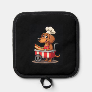 Funny Dachshund Dog Hotdog Sandwich Weenie Sausage Pot Holder