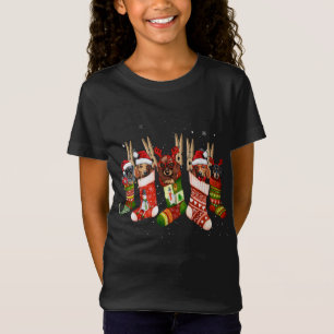Funny Dachshund Dog In Christmas Sock Santa Hat Xm T-Shirt