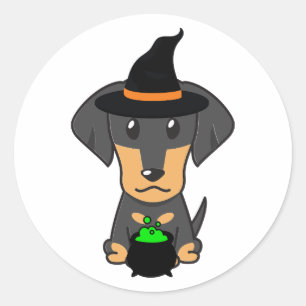Funny Dachshund dog is a witch Classic Round Sticker