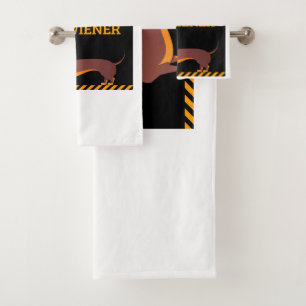 Funny Dachshund Dog Lover Beware of My Wiener Bath Towel Set