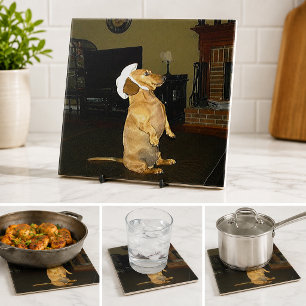 Funny Dachshund Dog Lover Sitting Pretty Kitchen Tile