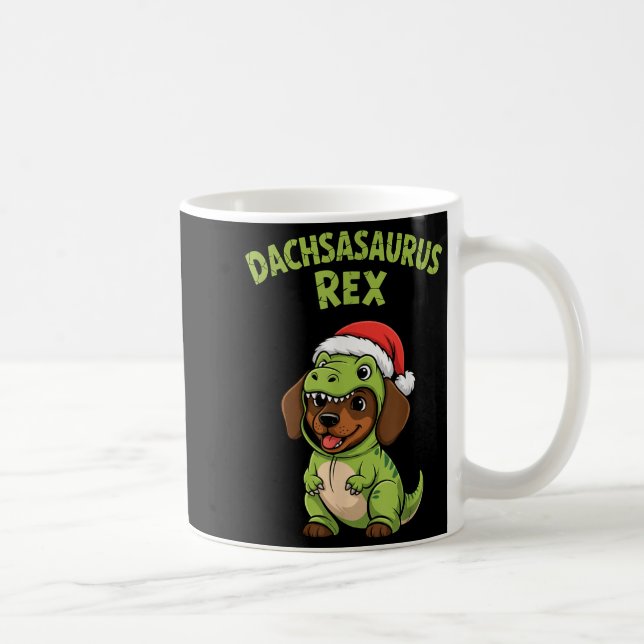 Funny Dachshund Dog T-rex Costume Christmas Kids B Coffee Mug (Right)