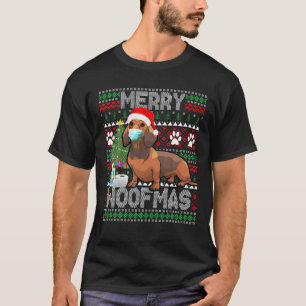 Funny Dachshund Dog Wearing Mask - Christmas 2020 T-Shirt
