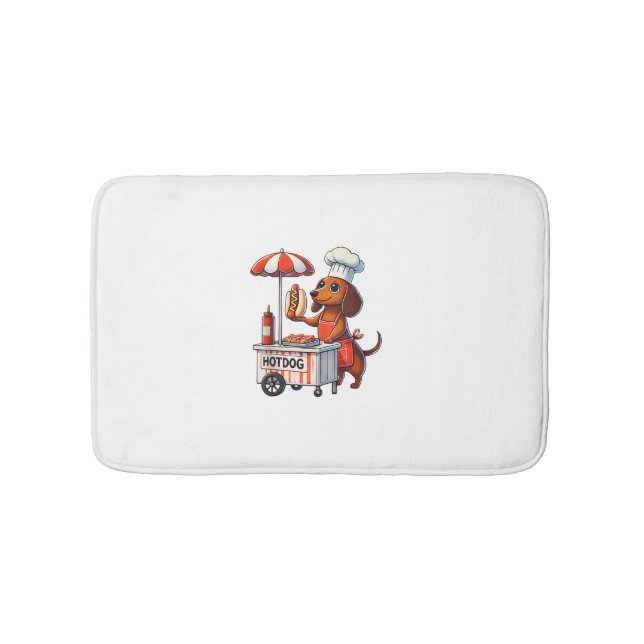 Funny Dachshund Dog Weenie Sausage Hotdog Sandwich Bath Mat (Front)
