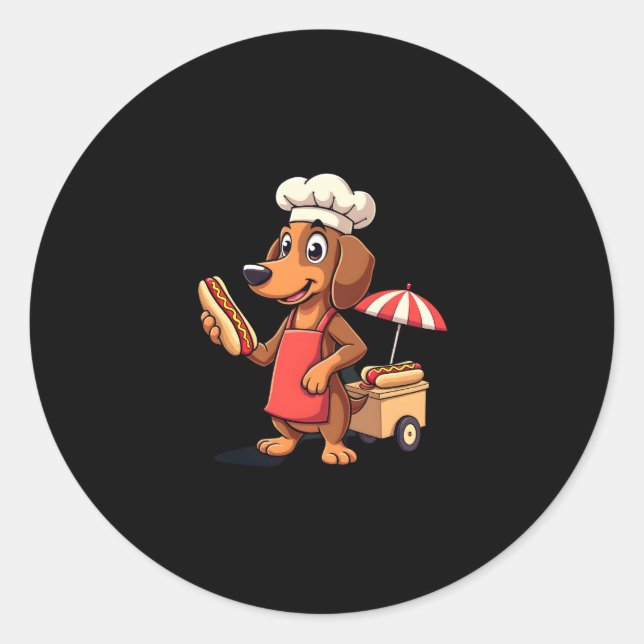 Funny Dachshund Dog Weenie Sausage Hotdog Sandwich Classic Round Sticker (Front)