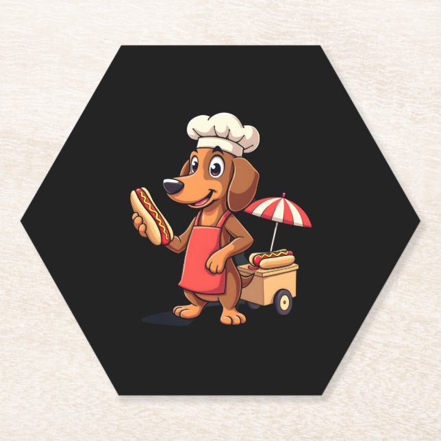 Funny Dachshund Dog Weenie Sausage Hotdog Sandwich Paper Coaster (Front)