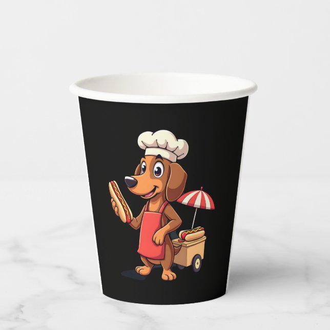 Funny Dachshund Dog Weenie Sausage Hotdog Sandwich Paper Cups (Front)