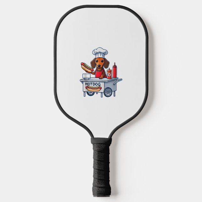 Funny Dachshund Dog Weenie Sausage Hotdog Sandwich Pickleball Paddle (Front)