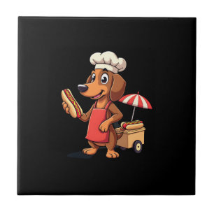 Funny Dachshund Dog Weenie Sausage Hotdog Sandwich Tile