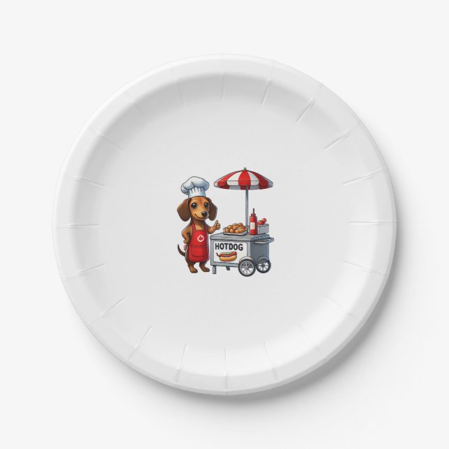 Funny Dachshund Dog Weiner Sausage Hotdog Sandwich Paper Plate (Front)