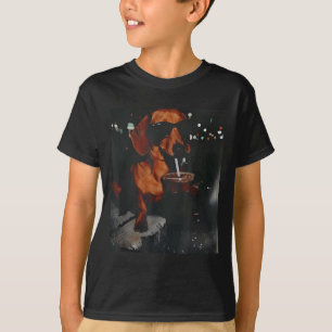 Funny dachshund drinking iced coffee lover dog T-Shirt