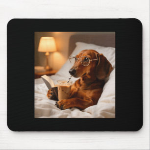 Funny dachshund drinking iced coffee lover humour mouse pad