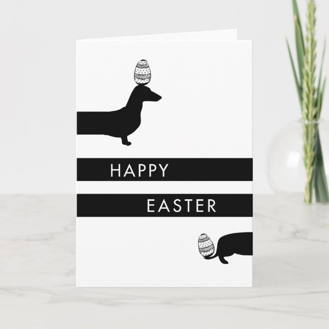 Funny Dachshund Easter Holiday Card (Front)