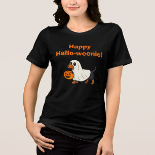 Funny Dachshund Halloween Happy Hallo-weenie  Tri-Blend Shirt