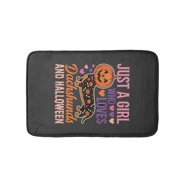 Funny Dachshund Halloween Pumpkin Dog Lover Bath Mat (Front)
