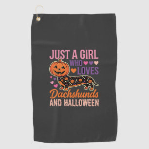 Funny Dachshund Halloween Pumpkin Dog Lover Golf Towel