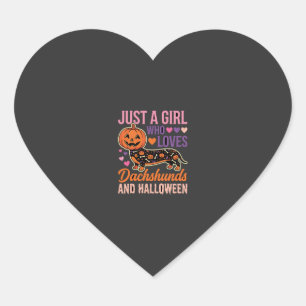 Funny Dachshund Halloween Pumpkin Dog Lover Heart Sticker