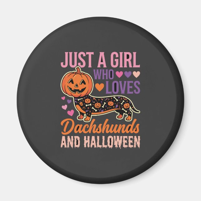 Funny Dachshund Halloween Pumpkin Dog Lover Magnet (Front)