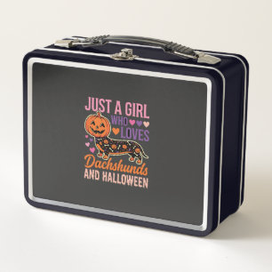 Funny Dachshund Halloween Pumpkin Dog Lover Metal Lunch Box