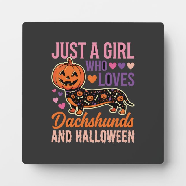 Funny Dachshund Halloween Pumpkin Dog Lover Plaque (Front)