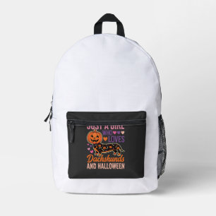 Funny Dachshund Halloween Pumpkin Dog Lover Printed Backpack