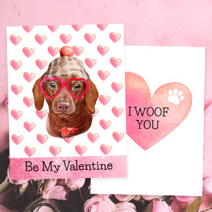 Funny Dachshund I Woof You Dog Valentine's Day Holiday Card