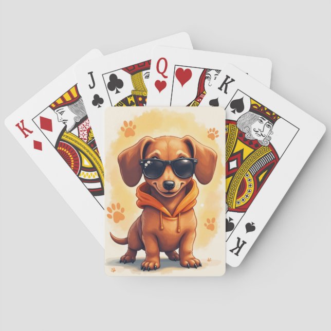 Funny Dachshund Kawaii Dog Playing Cards (Back)