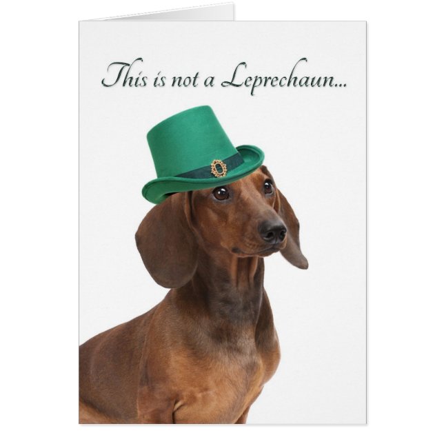 Funny Dachshund Leprechaun Card (Front)