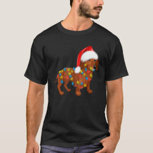 Funny Dachshund Lights Santa Hat Christmas Kids Xm T-Shirt